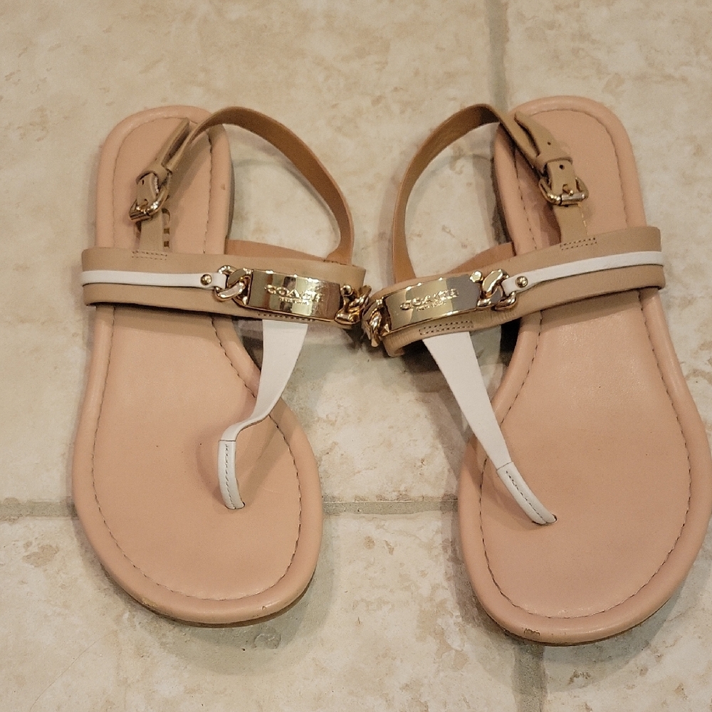 Women's Catrine Coach Tan and Cream Sandals